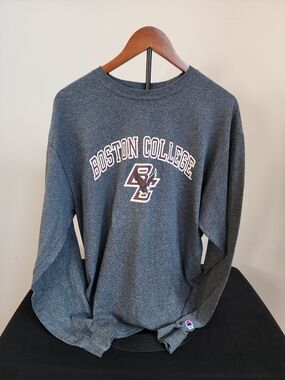 Men's Champion Boston College Long Sleeve T-shirt. Gray. Size Large